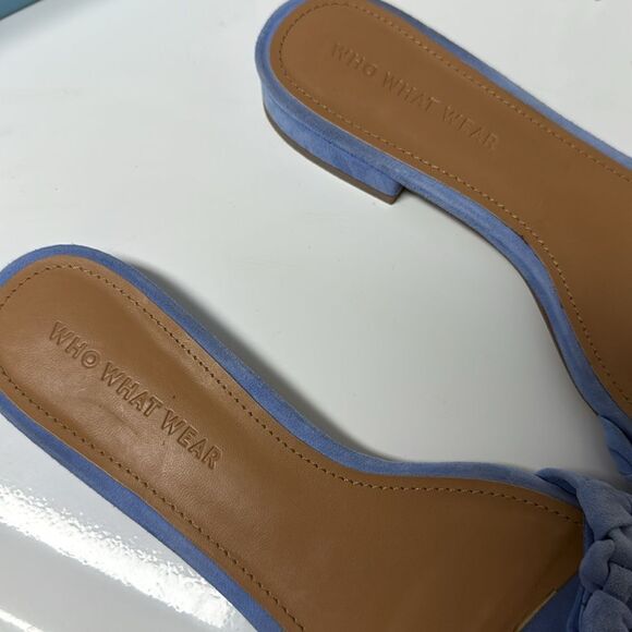 Blue Braided Slide Sandals from Who What Wear Size 8 Blue Suede Flats - Like New - Picture 2 of 3
